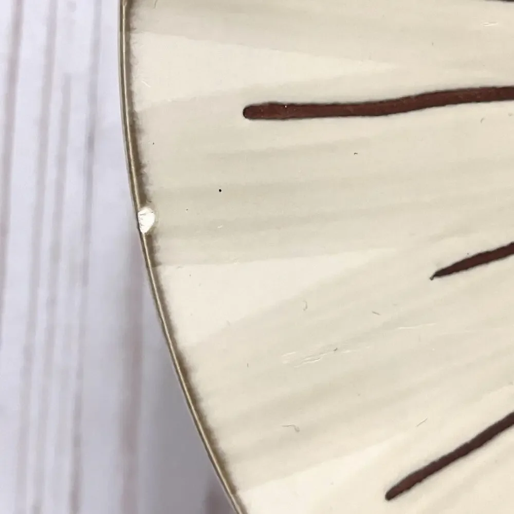 PIER 1 Sanctuary Stoneware 11.5” Dinner Plates Brown MCM Starburst - Set Of 2